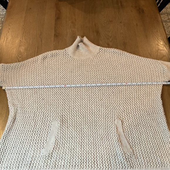 LOFT Turtleneck Pullover Oatmeal Chunky Knit Sweater Size Medium - Picture 7 of 9